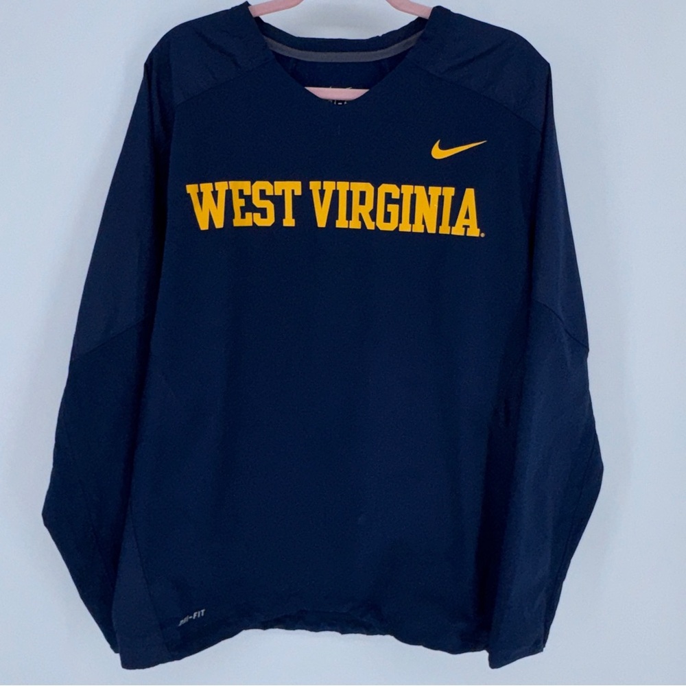 West Virginia Nike Dri-FIT Navy Windbreaker Sz L Men’s College gear pullover
